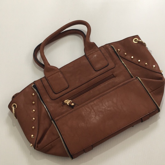 NEW! Camel Brown Stud Tote Bag Purse - Picture 2 of 4